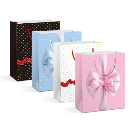 Produse de Crăciun - Pungă cadou - hârtie - 265 x 127 x 330 mm - 4 tipuri/ pachet