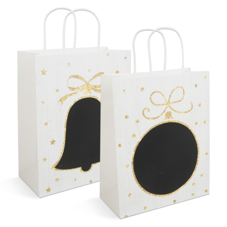 Produse de Crăciun - Pungă cadou - hârtie "Craft" - 265 x 127 x 330 mm - 2 tipuri/ pachet