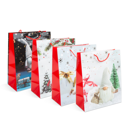 Produse de Crăciun - Pungă cadou pentru Crăciun - hârtie - 265 x 127 x 330 mm - 4 tipuri/ pachet