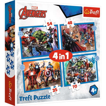 Avengers - PUZZLE TREFL 4IN1 AVENGERS - RAZBUNATORII CURAJOSI