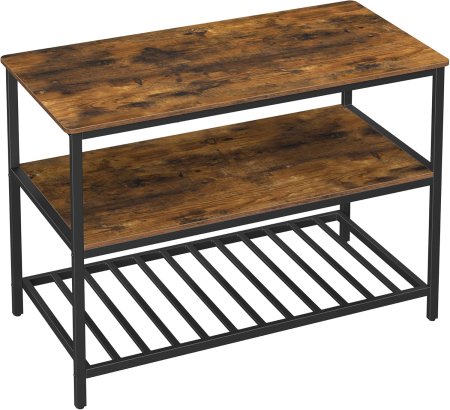 Articole pentru casă - Raft de bucatarie tip insula, cadru de otel cu 3 nivele, stil industrial, 60x120x90cm, maro