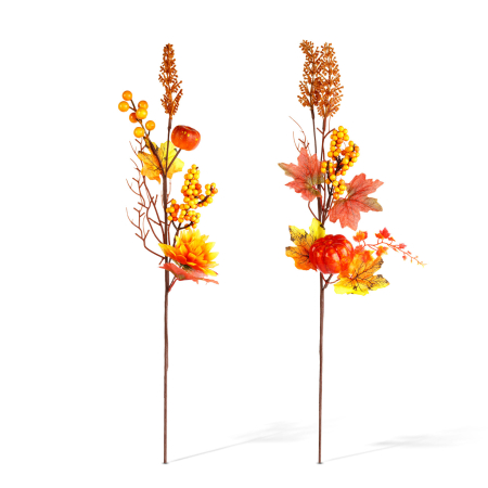 Ramură decorativă de toamnă cu frunze și bobițe – 62 cm – 2 modele [2]