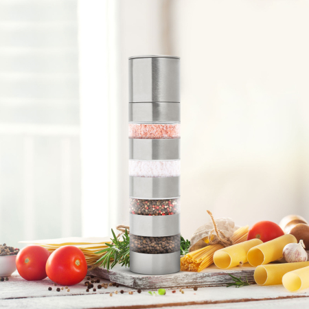 Articole pentru casă - Râșniță pentru condimente 4 in 1 - inox - 5 x 21 cm - BEWELLO