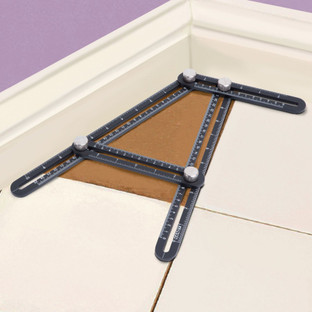 Rigla metalica cuadrilaterala, cu copiator de unghi - 31 x 18 cm [5]