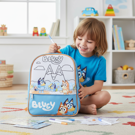 Bluey - Rucsac colorabil copii Bluey Friends, 38 cm