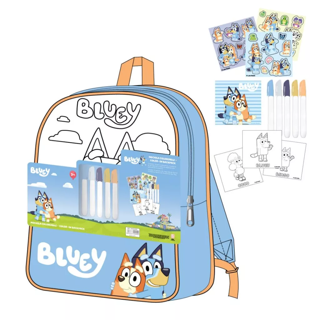 Ghiozdane și rucsacuri - Rucsac colorabil copii Bluey Friends, 38 cm