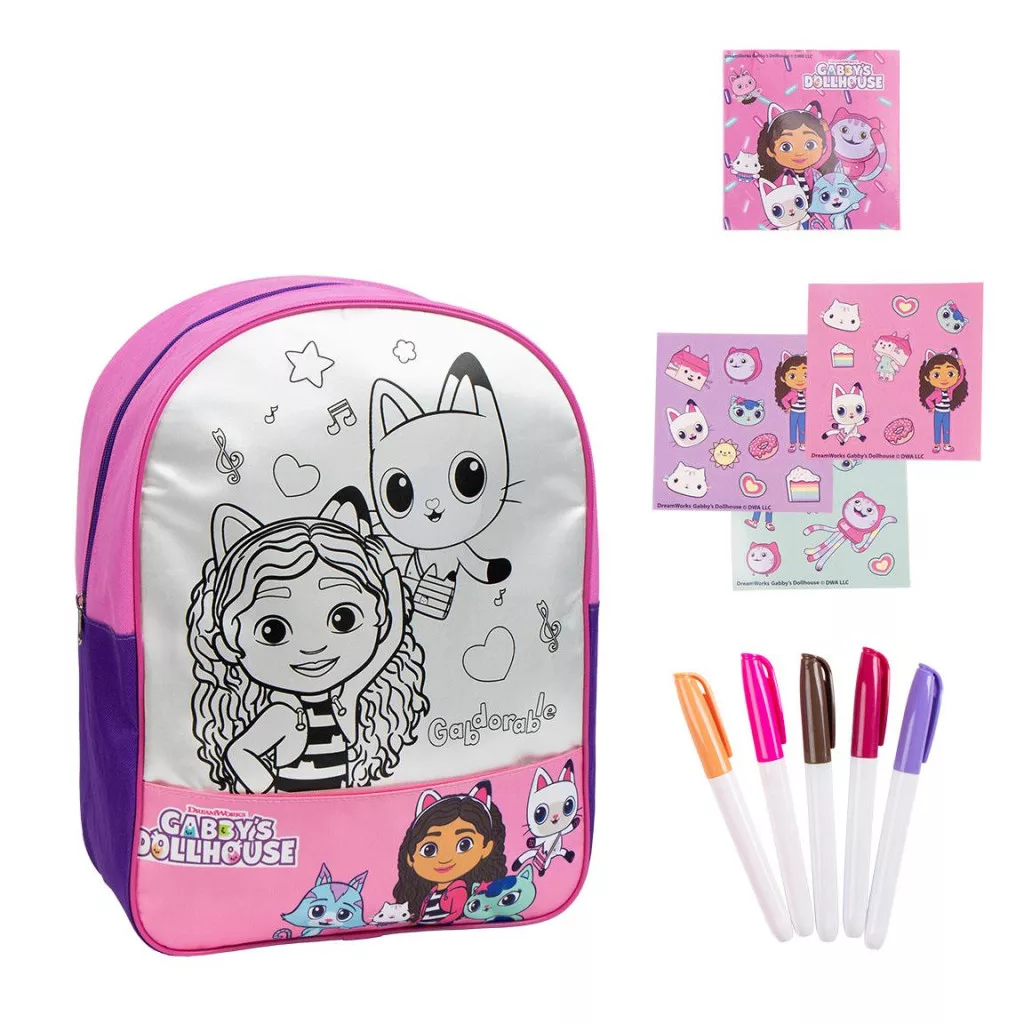Ghiozdane și rucsacuri - Rucsac colorabil copii Gabby’s Dollhouse, 38 cm