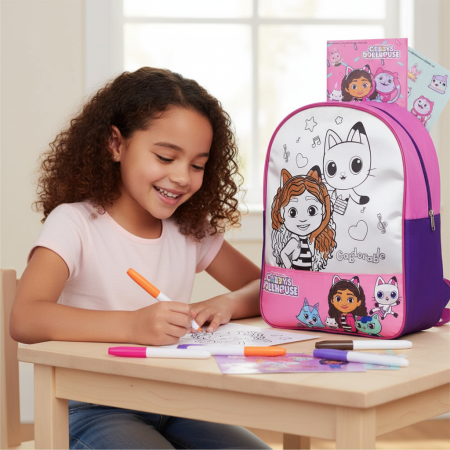 Gabby's Dollhouse - Rucsac colorabil copii Gabby’s Dollhouse, 38 cm