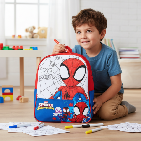 Spidey și prietenii - Rucsac colorabil copii Spidey Go, 38 cm