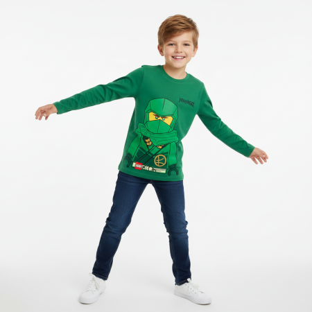Tricouri cu mâneci lungi - Tricou cu mânecă lungă pentru copii Lego Ninjago Green
