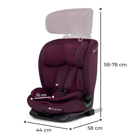 SCAUN AUTO I-SIZE, 76-150 CM, KINDERKRAFT ONETO 3, ISOFIX, CHERRY PEARL [7]