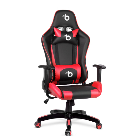 Scaune rotative - Scaun roșu de gaming - cu pernă de talie și pernă pentru cap