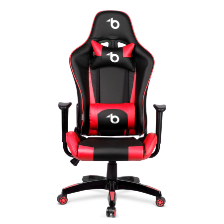 Scaun roșu de gaming - cu pernă de talie și pernă pentru cap [1]