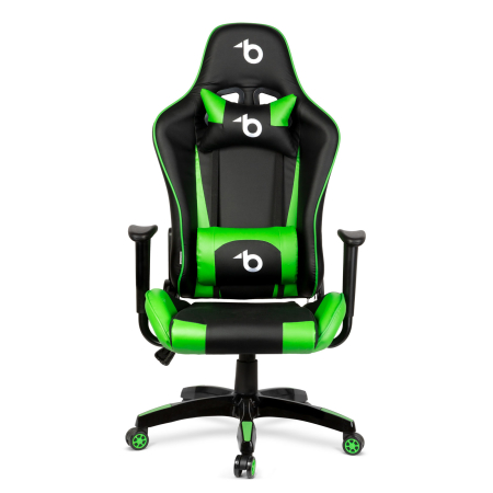 Scaun verde de gaming - cu pernă de talie și pernă pentru cap [1]