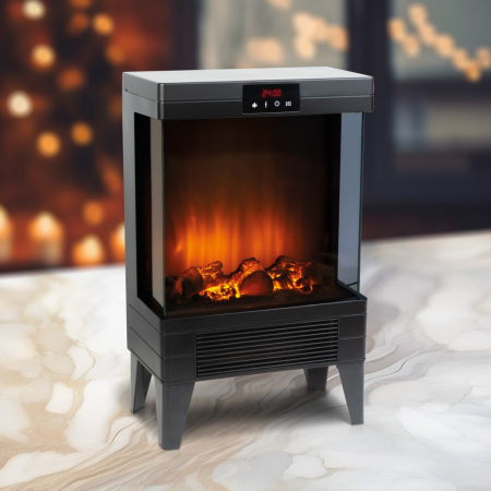 Articole pentru casă - Șemineu electric - 1000/2000 W Bewello - încălzitor radiant + LED - 37 x 22 x 56 cm