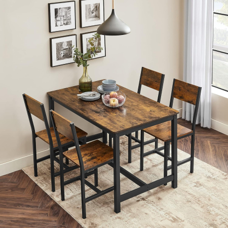 Scaune living - Set 2 scaune de living, cu spatar, stil industrial, 37x50x87 cm, maro rustic