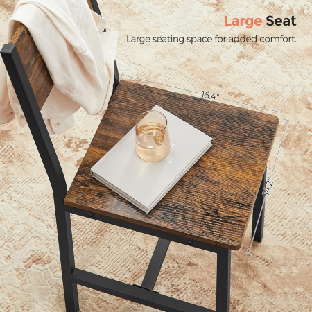 Set 2 scaune de living, cu spatar, stil industrial, 37x50x87 cm, maro rustic [2]