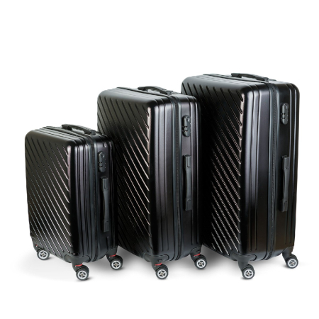 Articole pentru casă - Set 3 valize de călătorie rigide negre - 2x mari, 1x mică (76+72+55 cm), ABS++