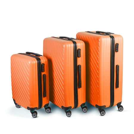 Articole pentru casă - Set 3 valize de călătorie rigide portocalii - 2x mari, 1x mică (76+72+55 cm), ABS++