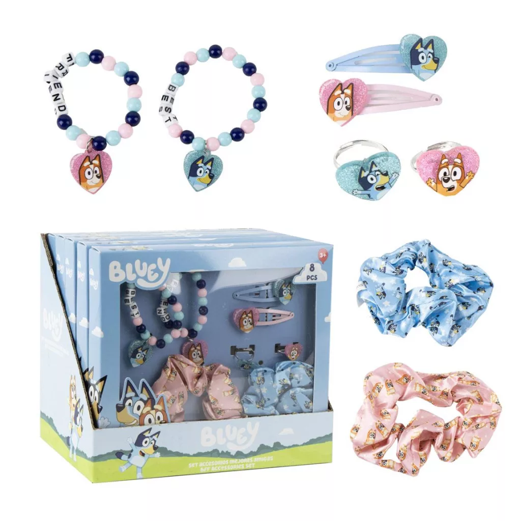 Universul personajelor preferate - Set accesorii pentru păr și bijuterii Bluey Happy, 8 piese