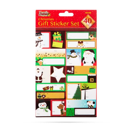Produse de Crăciun - Set autocolante cadou de Crăciun - 15,2 x 21,6 cm - 40 buc / pachet