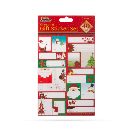 Produse de Crăciun - Set autocolante cadou de Crăciun - 15,2 x 21,6 cm - 40 buc / pachet