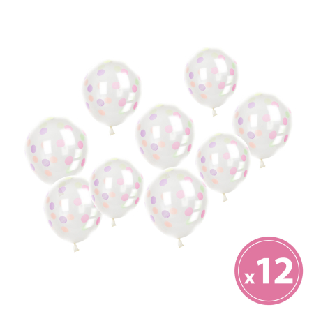 Articole pentru petreceri - Set baloane cu buline colorate - 12 piese / pachet