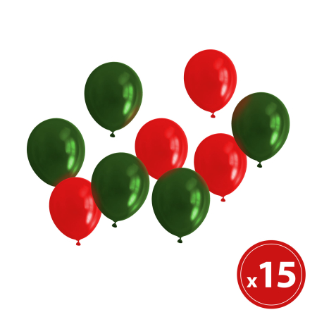 Articole pentru casă - Set baloane - roșu, verde -metalic - 15 piese / pachet