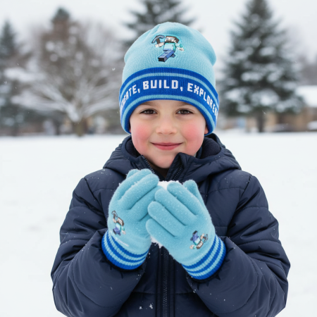 Universul Copiilor - Set căciulă și mănuși pentru copii Minecraft Build