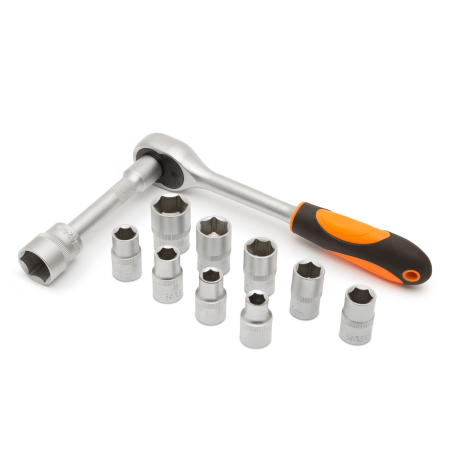 Chei fixe și reglabile - Set chei tubulare - 12 buc. - 1/2" - 10 - 24 mm
