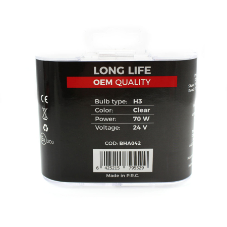 Set de 2 becuri Halogen 24V -  H3, 70W, +50% Intensitate - LONG LIFE - CARGUARD [2]