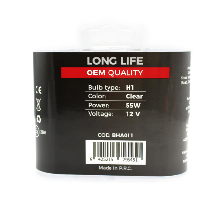 Set de 2 becuri Halogen H1, 55W, +50% Intensitate - LONG LIFE - CARGUARD [6]