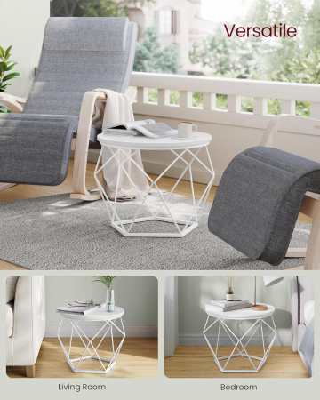 Set de 2 mese de cafea rotunde, cadru otel si blat detasabil, 40cm si 50cm, alb [2]