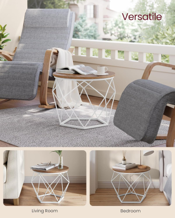Set de 2 mese de cafea rotunde, cadru otel si blat detasabil, 40cm si 50cm, alb si maro [2]