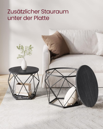 Set de 2 mese de cafea, stil industrial, 50x40cm si 40x36cm, negru [7]