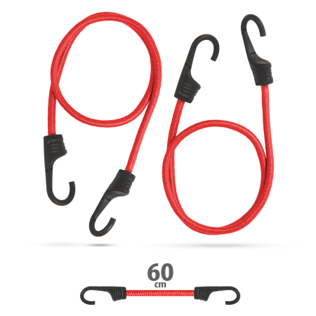 Accesorii diverse - Set de cordeline de fixare profesionale - Roşu - 60 cm x 8 mm - 2 buc. / pachet