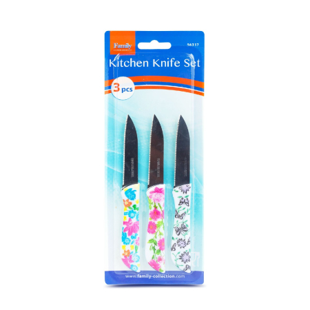 Set de cuțite de bucătărie - 16 cm - model florar - 3 bucăți / pachet [1]