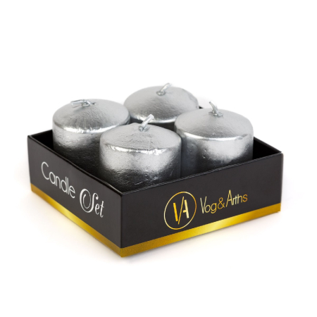 Articole pentru casă - Set de lumânări – argintiu, fără parfum – 4 x 45 g