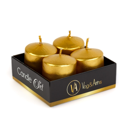 Articole pentru casă - Set de lumânări – auriu, fără parfum – 4 x 45 g