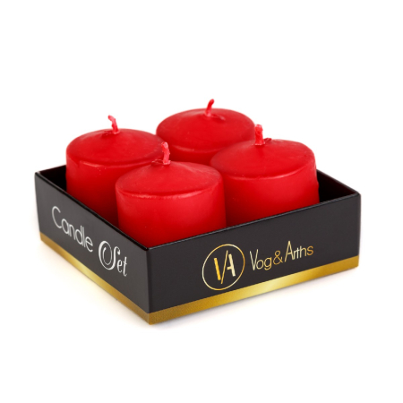 Articole pentru casă - Set de lumânări – roșu, fără parfum – 4 x 45 g