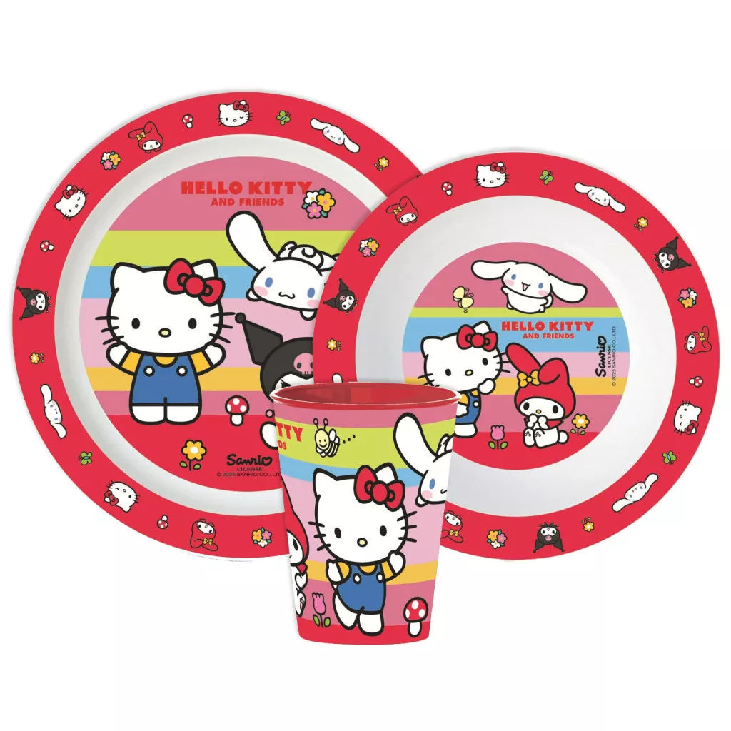 Universul Copiilor - Set de masă fără BPA cu pahar de 260 ml Hello Kitty And Friends