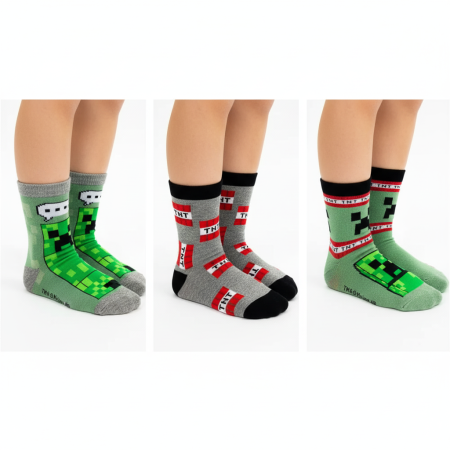 Minecraft - Set de șosete pentru copii Minecraft, 3 perechi