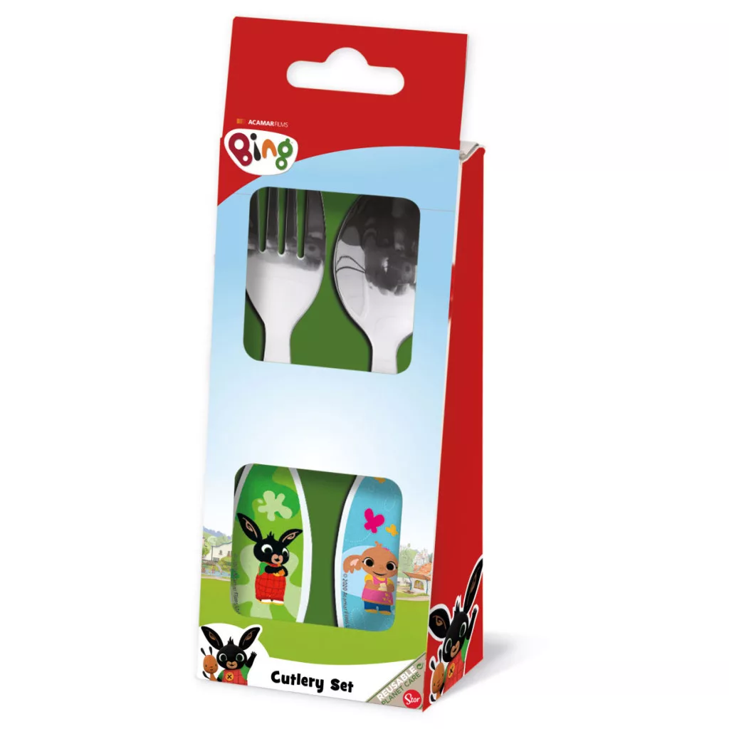 Tacâmuri - Set de tacâmuri copii 2 piese Bing Waving din metal