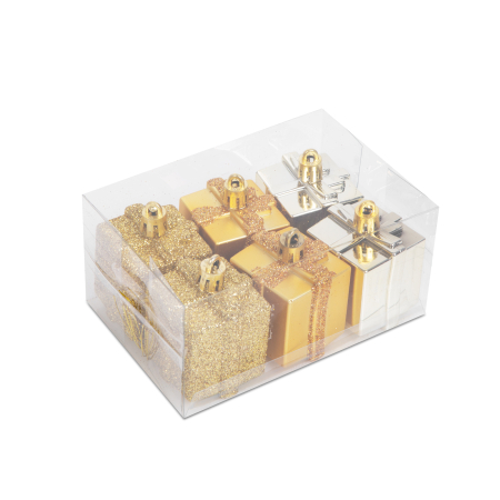 Produse de Crăciun - Set decor brad - cadou auriu - 4,5 cm - 6 buc/set