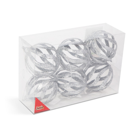 Set decor brad - globuri argintii strălucitoare - 7 cm - 6 buc/pachet [2]