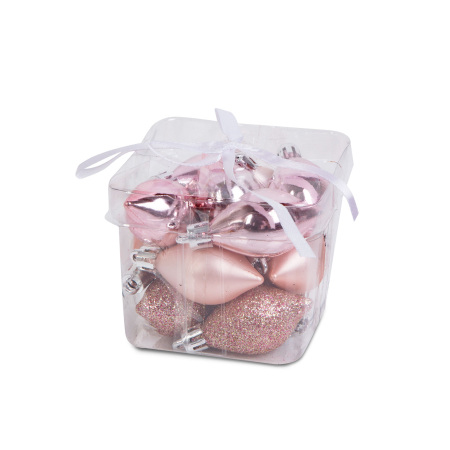 Produse de Crăciun - Set decor pentru brad - auriu roz - 5 cm - 14 piese / set