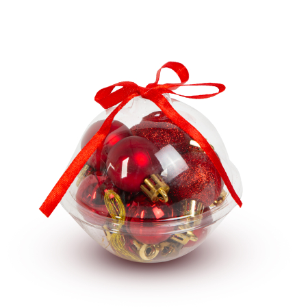 Produse de Crăciun - Set decorațiuni de brad - roșii - 3 cm - 12 buc / set