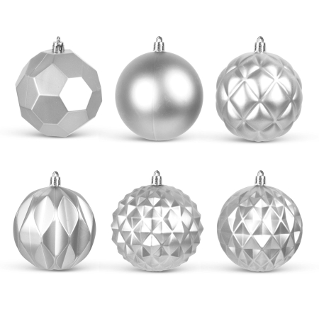 Set globuri argintii pentru brad - 6 piese /pachet [2]