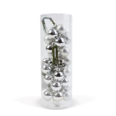 Articole pentru casă - Set globuri argintii pentru bradul de Crăciun - 3 tipuri - 2cm - 36 buc/set