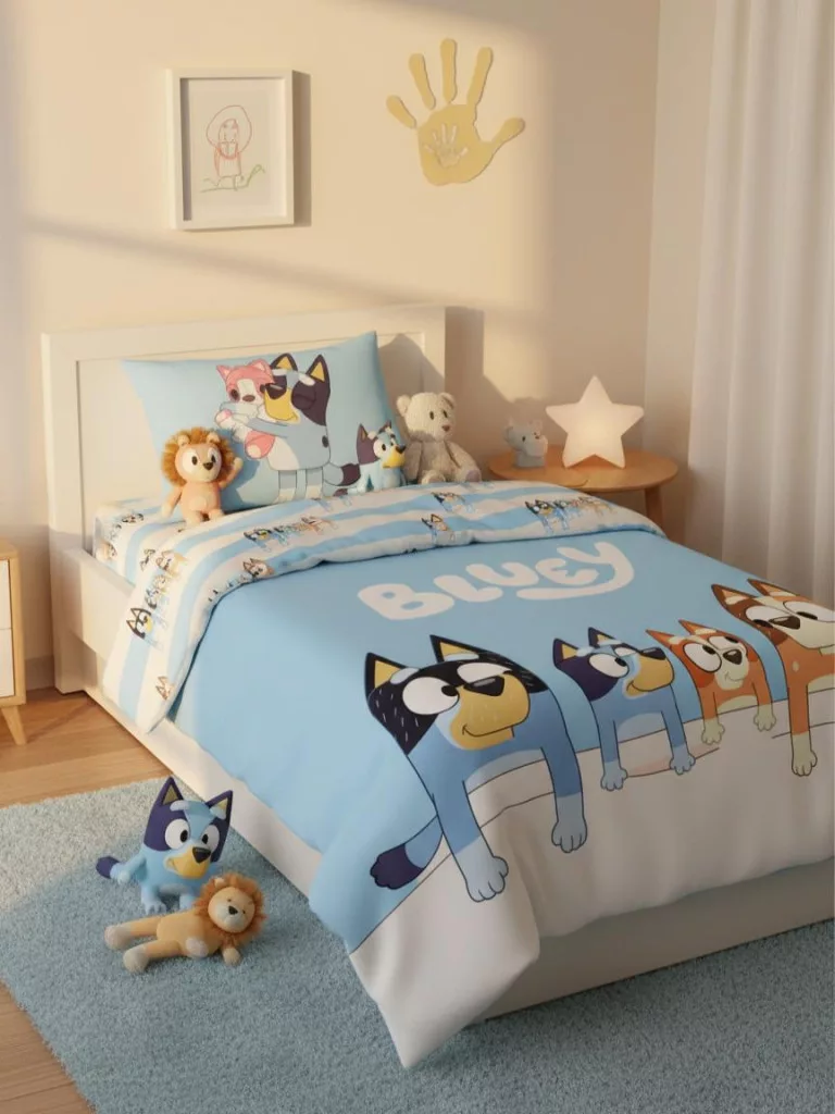 Bluey - Set lenjerie de pat 2 piese copii Bluey Family, 140×200 cm